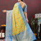 Lorenvalley Fashion Yellow Cotton Woven Design Zari Meenakari Weaving Saree - Swadesiicart
