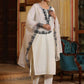 Juniper Women's White Chinnon Solid Embroidered Kurta Set | Swadesiicart