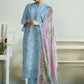 Powder Blue Pure Muslin Resham Embroidered Salwar Suit - Emponline | Swadesiicart