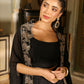 Janasya Black Georgette Solid Top Bottom Cape | Swadesiicart