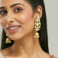 Nuyug 22K Gold-Plated Regal Kundan Stone Studded & Pearl Drop Jhumkas | Swadesiicart