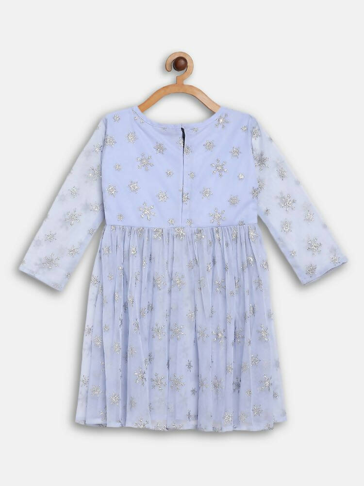 Ahalyaa Blue Net Kids Kurta Palazzo Sets For Girls | Swadesiicart