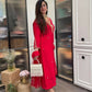 The52 Red Beautiful Embroidered Rayon Fabric Straight Kurta Pant with Dupatta Set - Swadesiicart