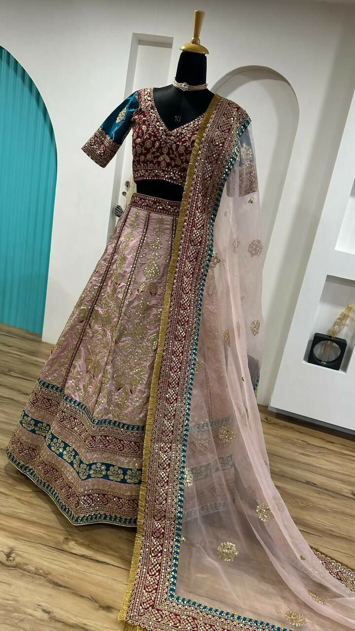 Jyoti Fashion Women's Cream Mulberry Silk Sequins with Dori & Thread Embroidered Designer Lehenga Choli Set | Swadesiicart