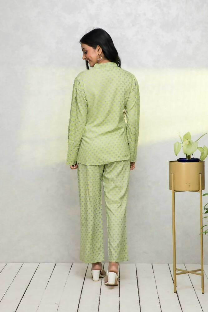 Myshka Women Green Printed Co-Ords - Swadesiicart