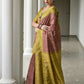 Vishnu Weaves Women's Pista Soft Tussar Silk Printed Saree with Blouse - Swadesiicart