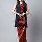 Even Apparels Black Polywool Open Front Women's Long Coat | Swadesiicart