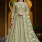 Pista Green Pure Butterfly Net Wedding Wear Anarkali Suit - Emponline | Swadesiicart