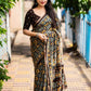 Coffee Cotton Blend Ajrak Saree with Unstitched Blouse - Hiral Fashion | Swadesiicart