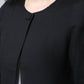 Even Apparels Black Linen Cotton Open Front Statement Women's Jacket | Swadesiicart