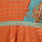 Ahalyaa Orange Crepe Gold Striped Printed Kids Dress Kurta With Attached Dupatta For Girls | Swadesiicart
