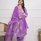 Lavender Muslin silk Embroidery with Thread and sequence Stitched Suit With Dupatta - Tanisha | Swadesiicart