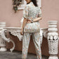 Off White Rayon Paisley Printed Top with Matching Bottom - Eesha - Swadesiicart