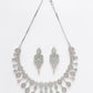 NVR Women Silver Plated & Pink Cz Stone Handcrafted Jewellery Set - Swadesiicart