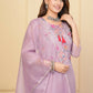 Wine Premium Organza Embroidered Stitched Suit With Dupatta - Tanisha | Swadesiicart