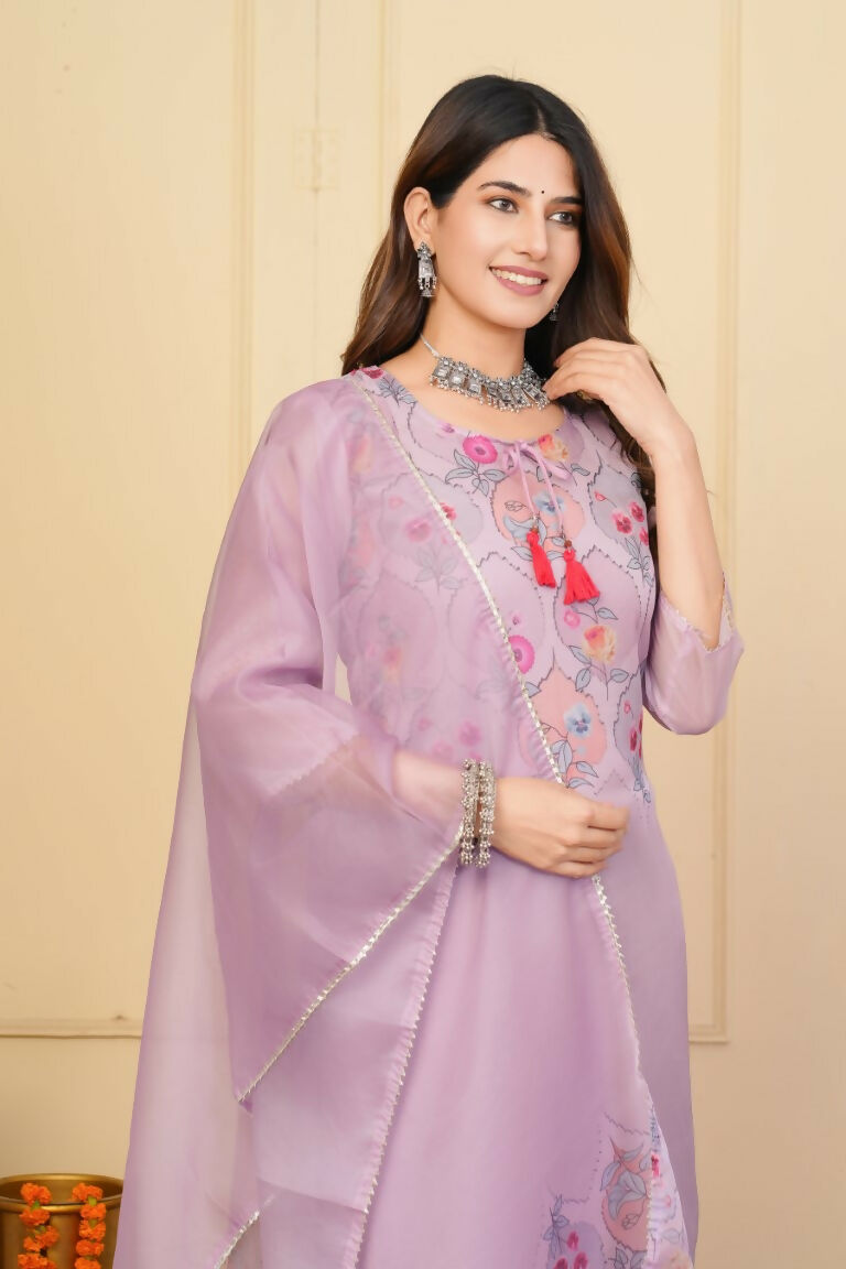 Wine Premium Organza Embroidered Stitched Suit With Dupatta - Tanisha | Swadesiicart