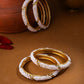 NVR Women Set of 4 Gold-Polished Traditional Pearls Beaded Bangles - Swadesiicart