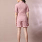 Myshka Women's Pink Solid Shirt Collar Party Shirt With Shorts Co-ord set - Swadesiicart
