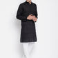 Even Apparels Pure Cotton Men's Kurta in Black Color With Band Collar | Swadesiicart