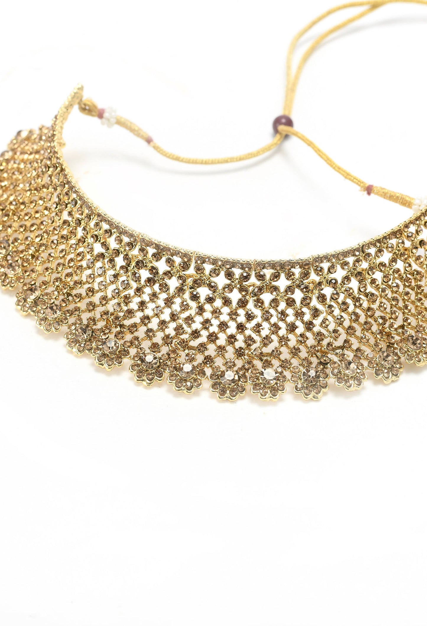 Mominos Fashion Johar Kamal Traditional Rajwadi Design Heavy Golden Color Choker Set | Swadesiicart