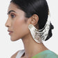 Gold-Polished Multi Strand Earring with Ear Chain Embellished With Pearl For Women/Girls - Wahe Jewels - Swadesiicart