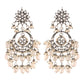 Gold-Polished Silver Oxidised Traditional Handcrafted Pearl Kundan Beaded Chandbali Earrings for Women/Girls - Wahe Jewels - Swadesiicart