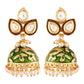Gold-Polished Meena Work Pearl Studded Jhumki Earring For Women - Wahe Jewels - Swadesiicart