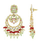 Gold-Polished Traditional Meenakari Stone Studded Pearl Dangle Earrings For Women - Wahe Jewels - Swadesiicart