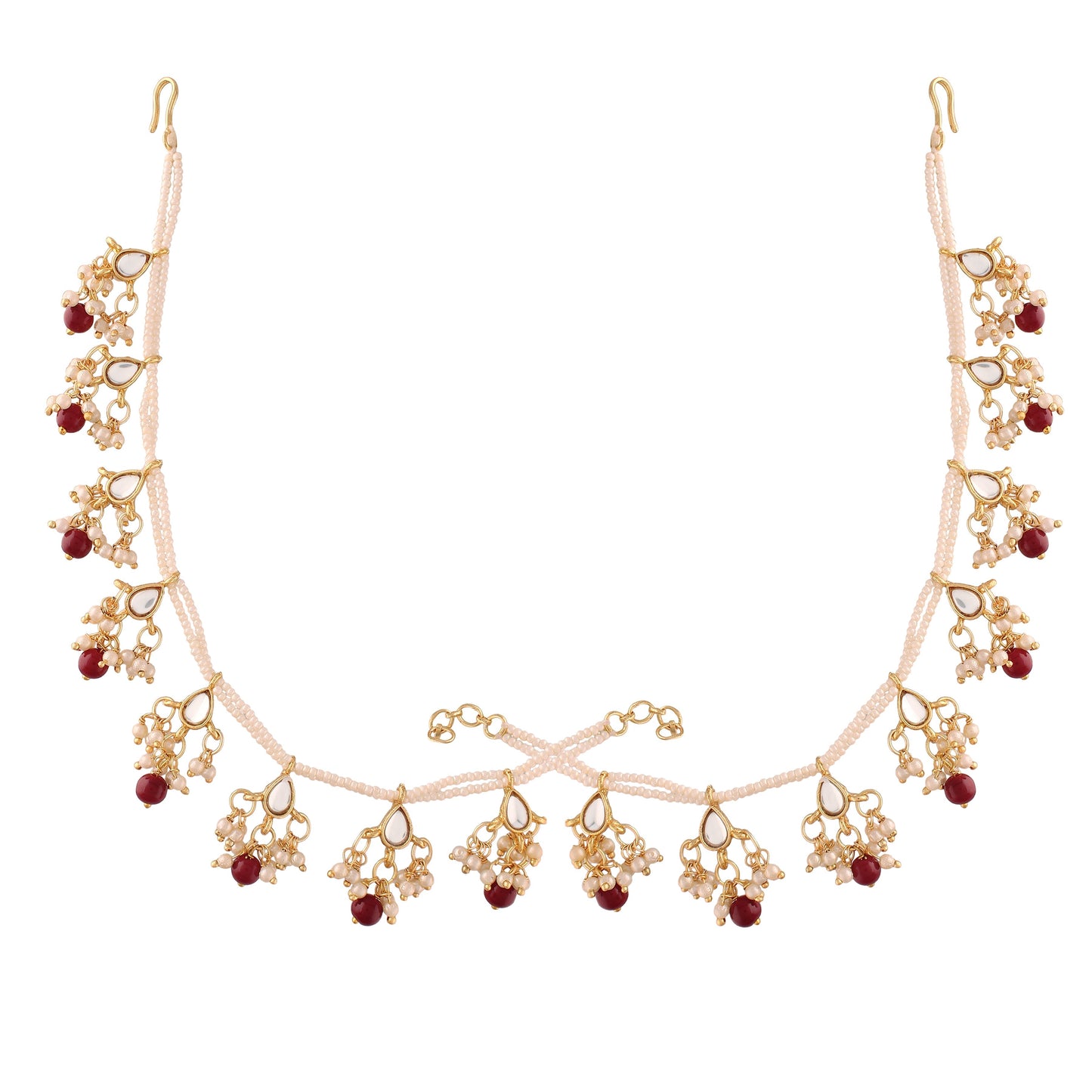 Gold-Polished Long Pearl Drop Beads Earring Chain Accessories For Women - Wahe Jewels - Swadesiicart