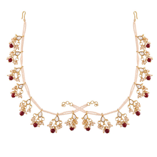 Gold-Polished Long Pearl Drop Beads Earring Chain Accessories For Women - Wahe Jewels - Swadesiicart