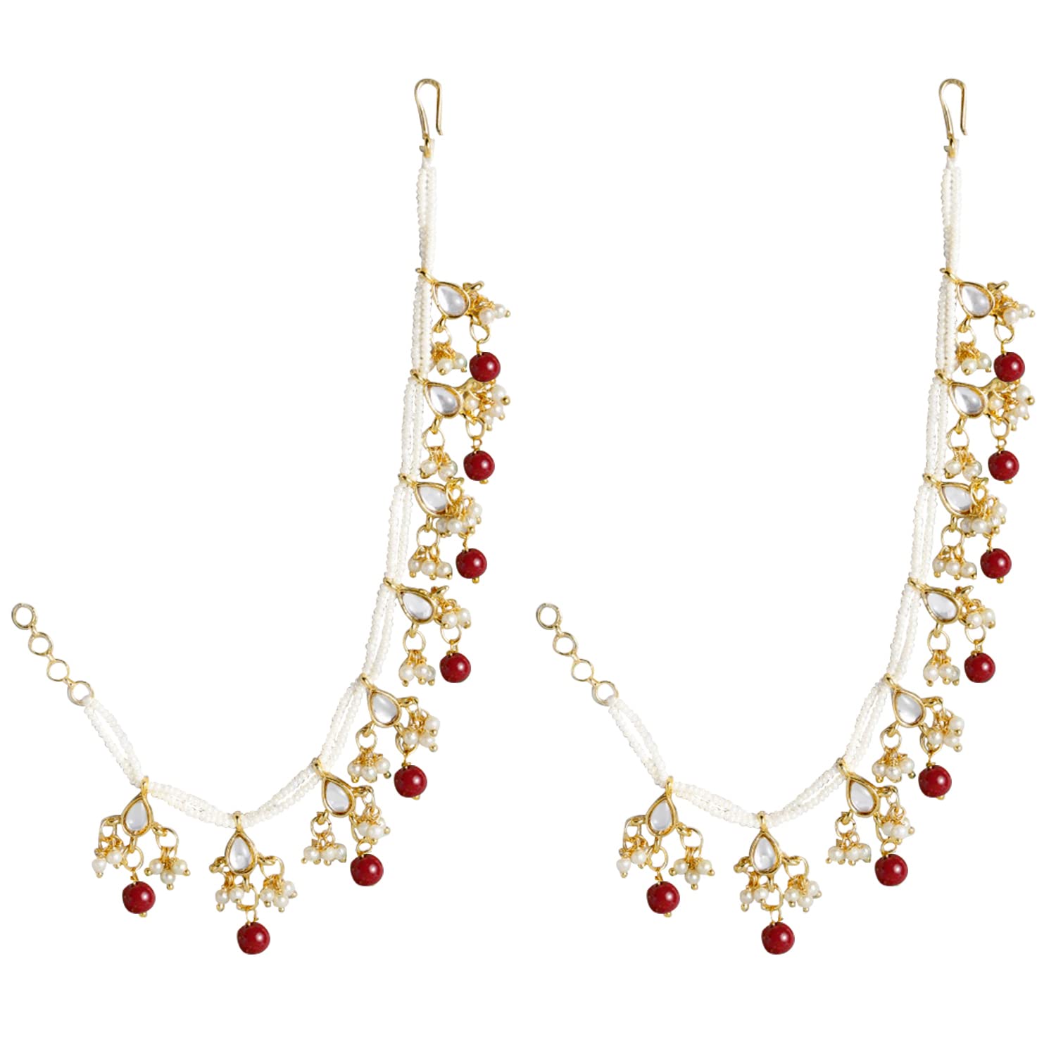 Gold-Polished Long Pearl Drop Beads Earring Chain Accessories For Women - Wahe Jewels - Swadesiicart
