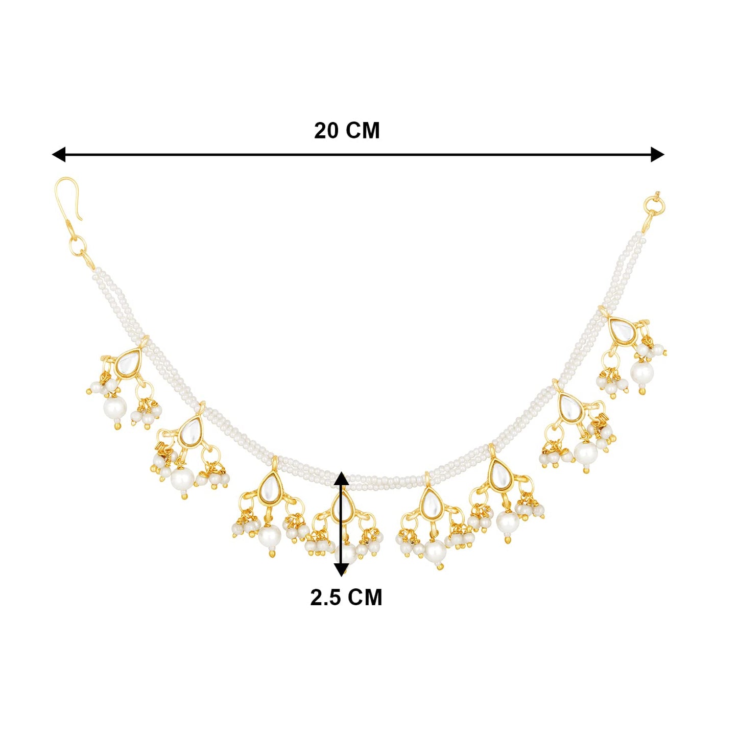 Gold-Polished Long Pearl Drop Beads Hair Chain Accessories for Women - Wahe Jewels - Swadesiicart