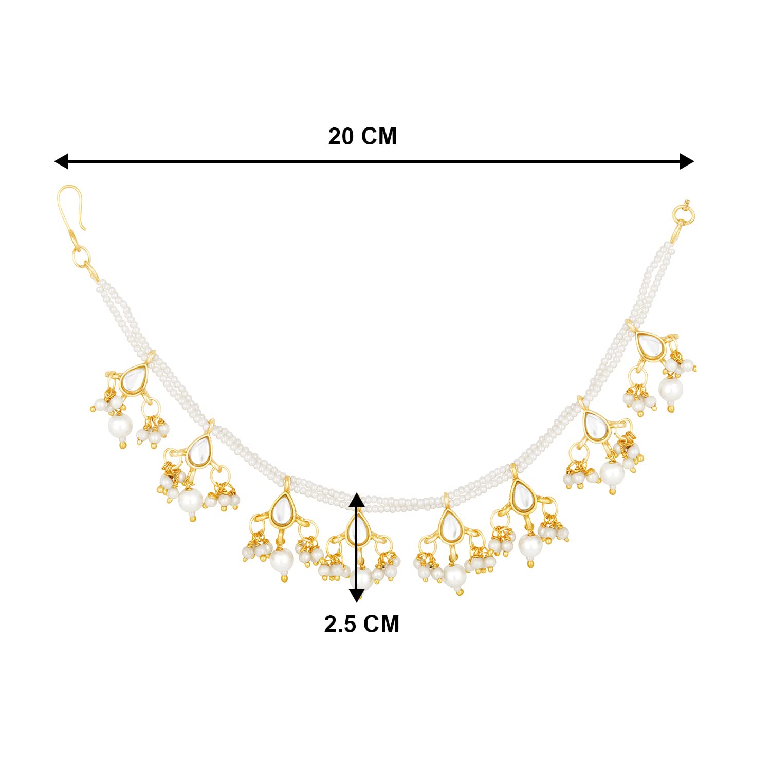Gold-Polished Long Pearl Drop Beads Hair Chain Accessories for Women - Wahe Jewels - Swadesiicart