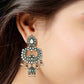 Ethnic Silver Oxidised Traditional Kundan & Stone Jhumka Earrings For Women - Wahe Jewels - Swadesiicart