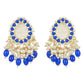 Gold-Polished Traditional Kundan Studded Pearl Drop Earrings For Women/Girls - Wahe Jewels - Swadesiicart