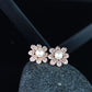 Stylish Latest Fashion Rose Gold-Polished & White Floral Studs Earrings for Women - Wahe Jewels - Swadesiicart