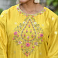 Vaasva Women's Silk Mustard Emboidered Solid Kurta, Sharara & Dupatta Set | Swadesiicart