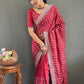 Vastranavya Pink Chinnon Silk Embroidery Multi Sequence & Arco Cut Work Ready to Wear Saree | Swadesiicart