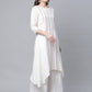 Ahalyaa Women's Off white Pure Cotton Printed Asymmetric Kurta Palazzo Set | Swadesiicart