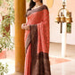 Joban Fashion Coral Crepe Chiffon Pure Handloom Banarasi Silk Saree | Swadesiicart