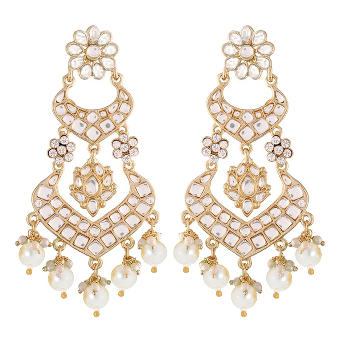 Gold-Polished Alloy with Pearl Love Drop Earring for Women, White - Wahe Jewels - Swadesiicart