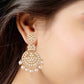Gold-Polished Traditional Beaded Chandbali Earrings Glided with Kundans and Pearls For Women/Girls - Wahe Jewels - Swadesiicart
