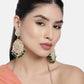 Gold-Polished Traditional Beaded Chandbali Earrings Glided With Kundans & Pearls For Women/Girls - Wahe Jewels - Swadesiicart