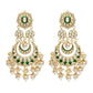 Women Gold-Polished Intricately Designed Traditional Green Meenakari Earrings Glided With Kundans & Pearls - Wahe Jewels - Swadesiicart