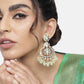 Gold-Polished Traditional Handcrafted Kundan Earrings Adorned with Pearls for Women - Wahe Jewels - Swadesiicart