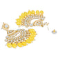 Gold-Polished Traditional Handcrafted Pearl Kundan Beaded Earrings for Women/Girls - Wahe Jewels - Swadesiicart