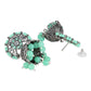 Ethnic Silver Oxidised Traditional Mint Kundan & Stone Jhumka Earrings For Women - Wahe Jewels - Swadesiicart