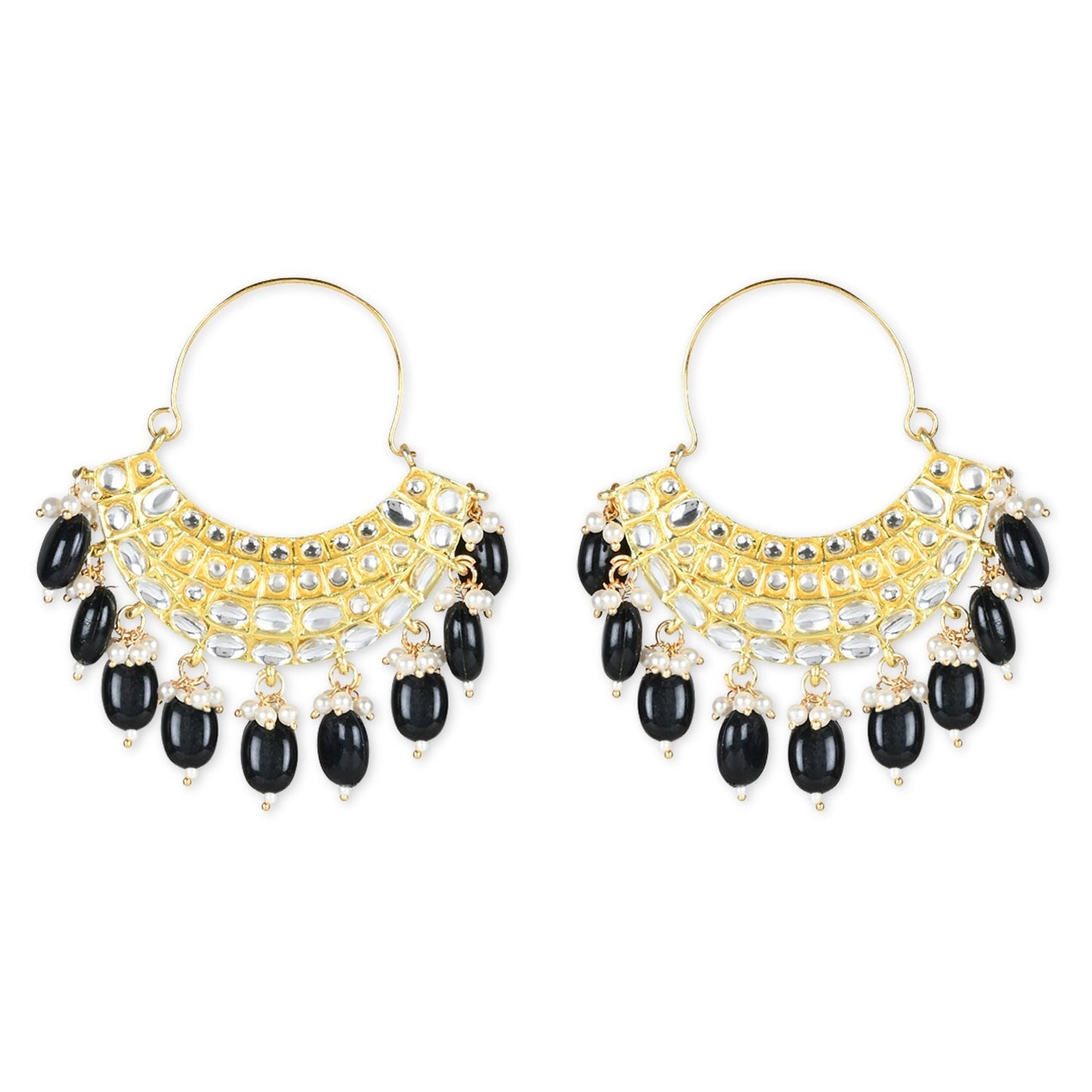 Gold-Polished Traditional Handcrafted Pearl Jhumki Earrings for Women/Girls - Wahe Jewels - Swadesiicart