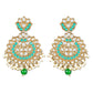 Gold-Polished Traditional Kundan & Stone Studded Chandbali Earrings For Women - Wahe Jewels - Swadesiicart