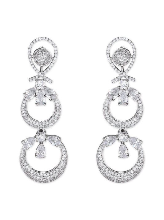 Stylish Latest Fashion Rose Gold-Polished Glittering Crystal AD Stone studded Earrings for Women & Girls - Wahe Jewels - Swadesiicart